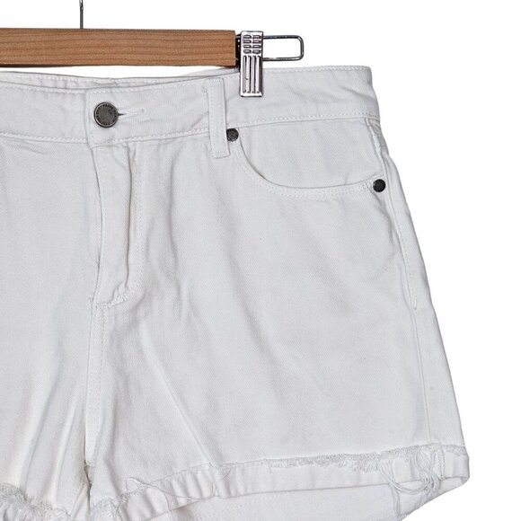 Paige‎ Cuffed Raw Hem Jeans Shorts High-Rise White Denim Women's Size 30 - Picture 11 of 11